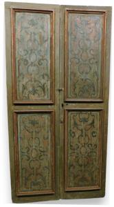 PTL587 - Porta em madeira lacada, painéis pintados, época de 1700, medidas cm L 122 x A 235 x P 3,5